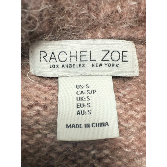 Rachel Zoe Alpaca Wool Blend Sweater Women’s Small Pink Rose Fuzzy Knit Pullover - Picture 7 of 12